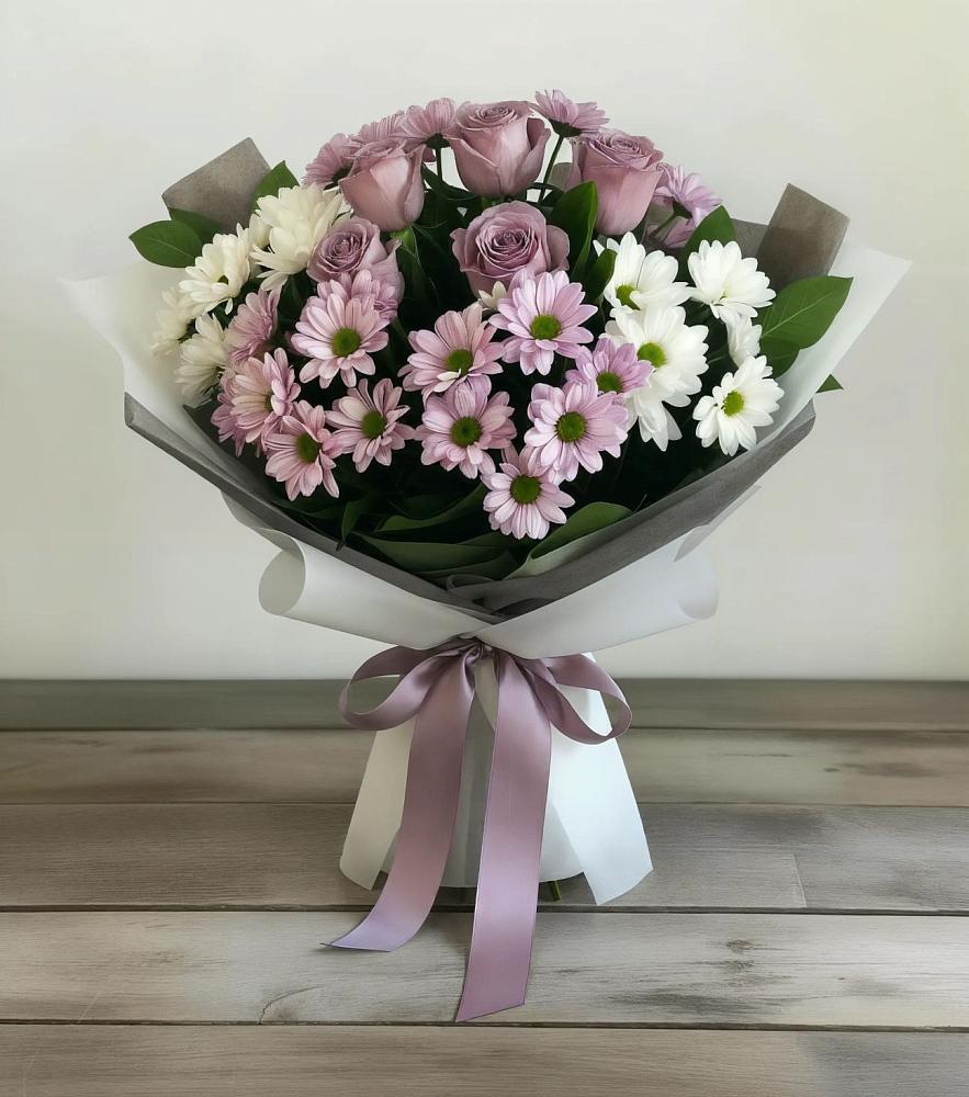 Букет цветов из: Хризантемы и Розы в Тоцкое Второе