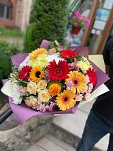Букет цветов из:  Герберы, Ромашки, Хризантемы, Розы и Подсолнухи #REPLACE_PRED# Тоцкое Второе