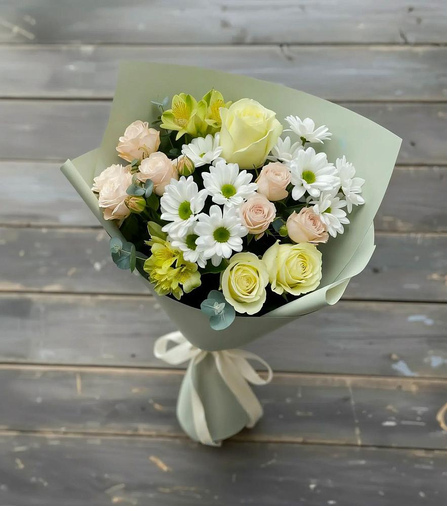 Букет цветов из: Альстромерии, Розы и Хризантемы в Тоцкое Второе