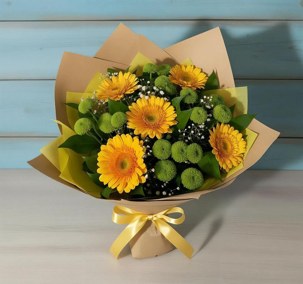Букет цветов из: Герберы и Хризантемы в Тоцкое Второе