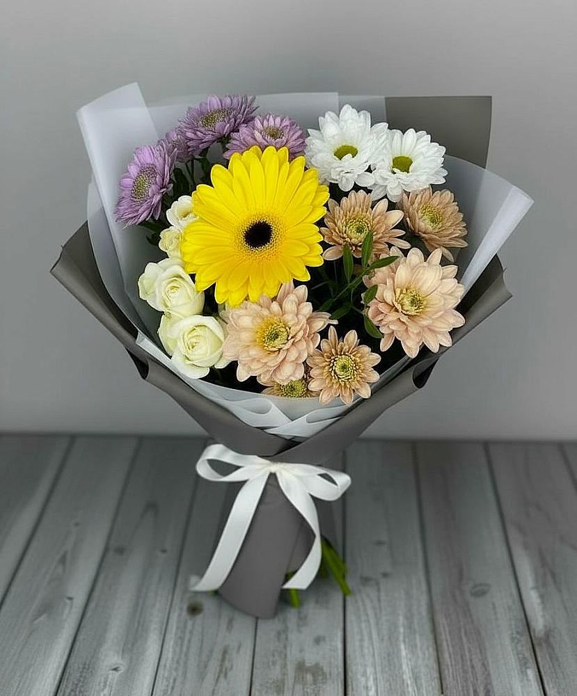Букет цветов из: Розы, Герберы и Хризантемы в Тоцкое Второе