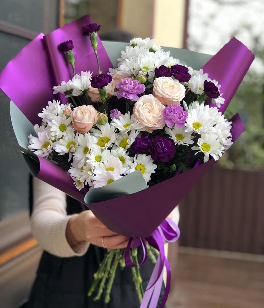 Букет цветов из: Хризантемы, Гвоздики и Розы в Тоцкое Второе