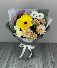 Букет цветов из:  Розы, Герберы и Хризантемы в Тоцкое Второе