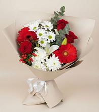 Букет цветов из:  Розы, Хризантемы, Герберы и Лилии в Тоцкое Второе