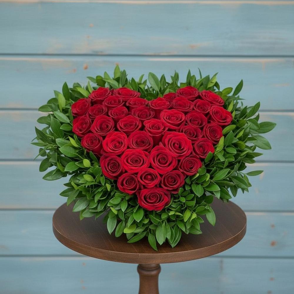 Цветочная композиция из Розы в виде сердца в Тоцкое Второе