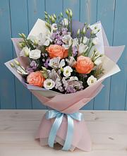 Букет цветов из:  Лизиантусы, Розы, Альстромерии и Гипсофила #REPLACE_PRED# Тоцкое Второе
