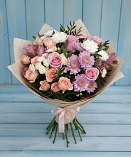 Букет цветов из:  Хризантемы, Розы и Альстромерии в Тоцкое Второе