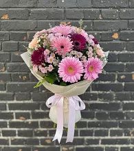 Букет цветов из:  Герберы и Хризантемы в Тоцкое Второе