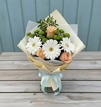 Букет цветов из:  Герберы, Розы и Хризантемы в Тоцкое Второе