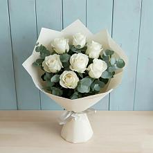 Букет Белые розы в Эвкалипте в Тоцкое Второе