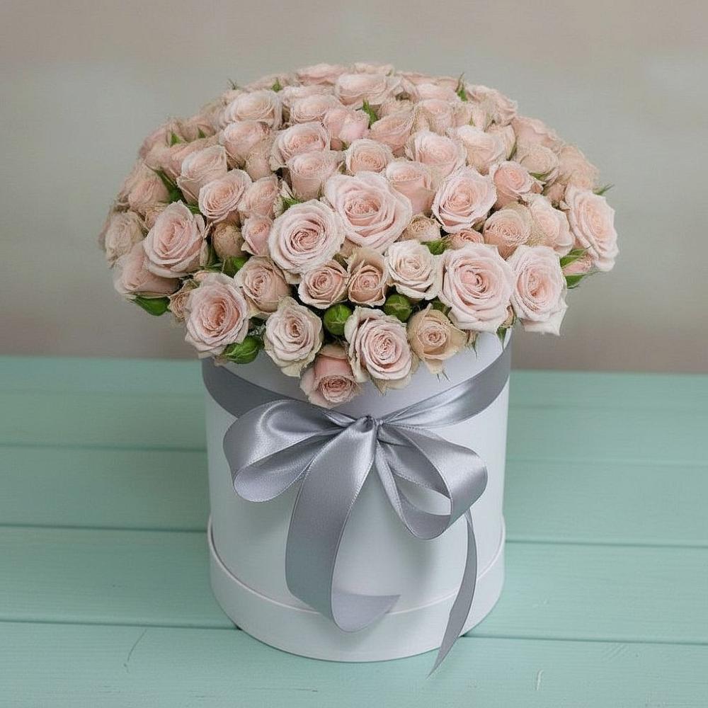 Цветочная композиция из Розы в шляпной коробке в Тоцкое Второе